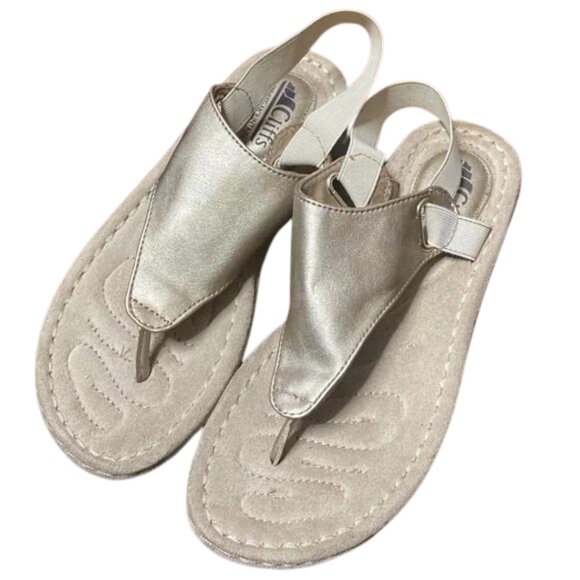 Cliffs by White Mountain Sandal Wedges Champaign Gold Color Size 7.5 - Picture 1 of 8